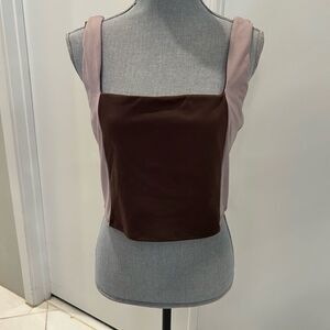 Sincerely Jules Brown and Pink Fitted Crop Tank Top